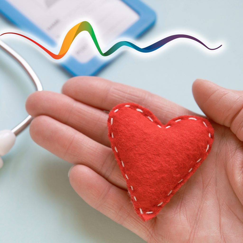 rhythms home care hand holidng red felt heart