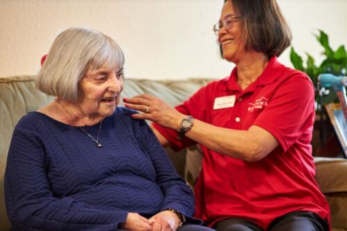 senior home care brushing hair