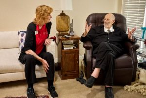 senior home care living room conversation