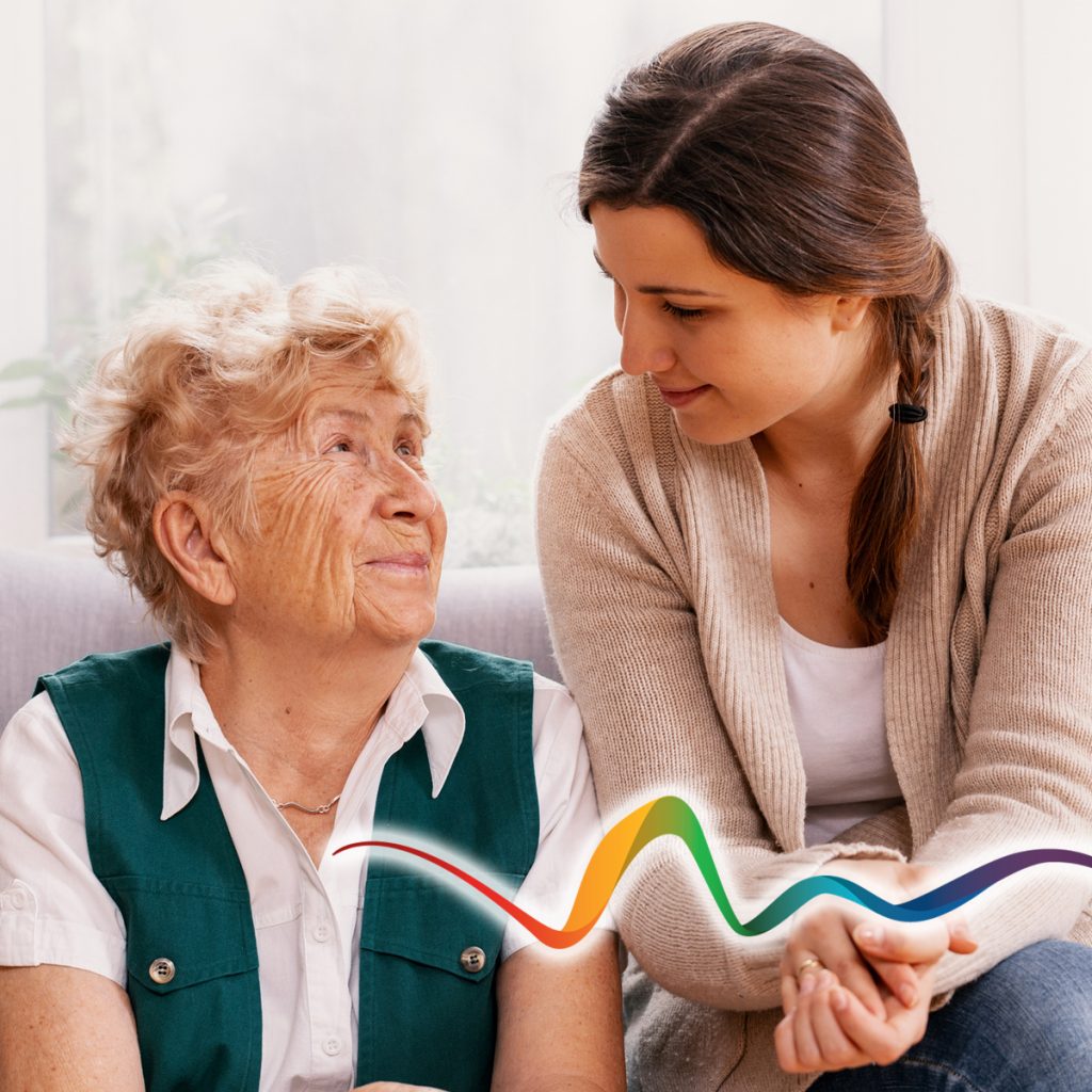 rhythms home care adult child caregiver with older adult mother