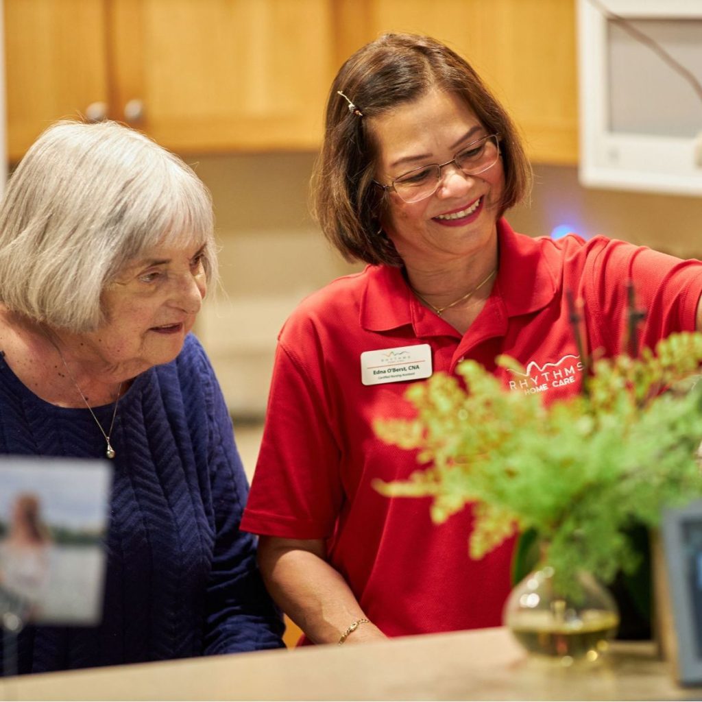 senior home care watering plant