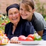 elderly woman with family