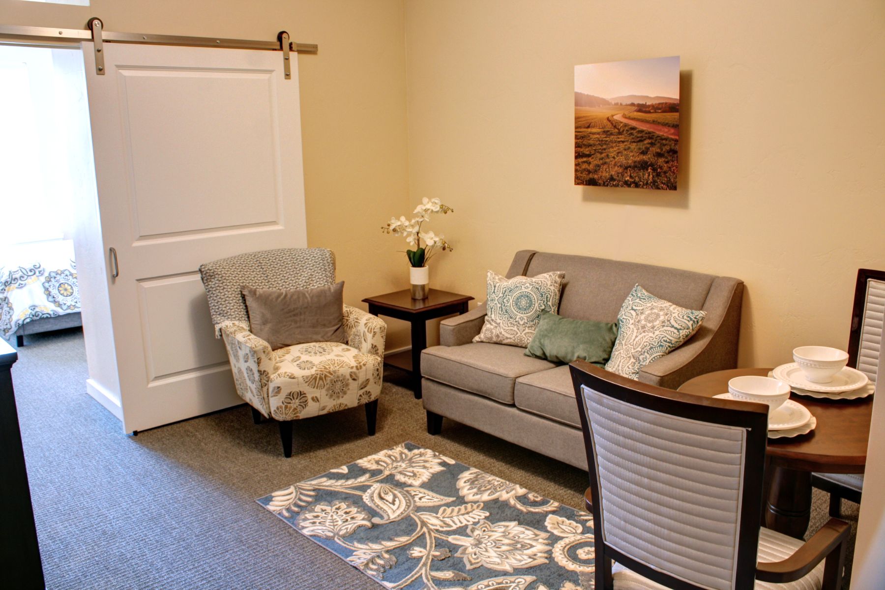 senior living apartment living room landscape