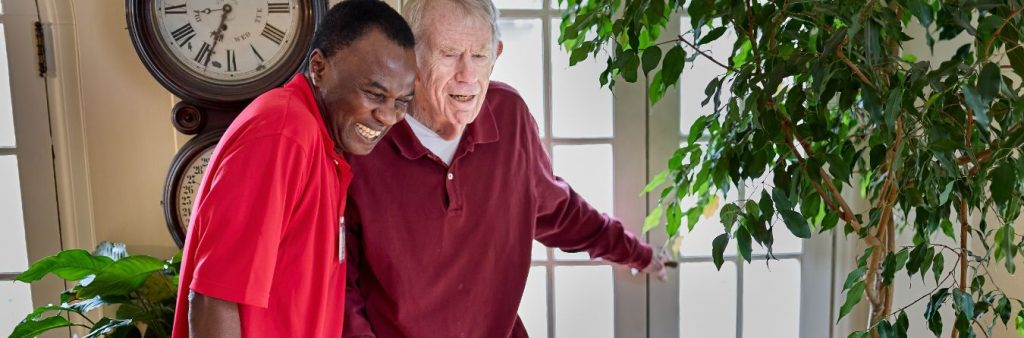 senior home care walking with cane