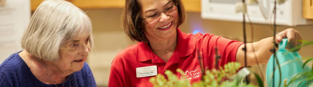 senior home care watering plant 2