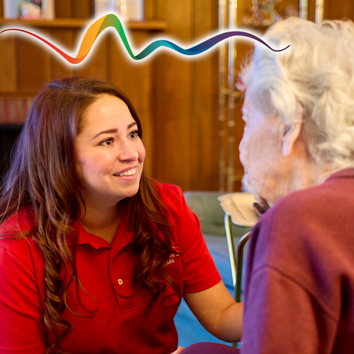 rhythms home care caregiver with client