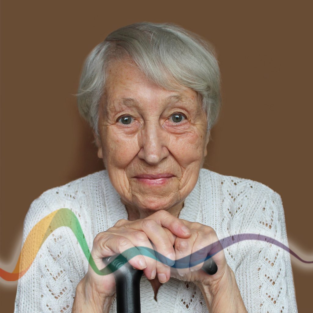 rhythms home care senior woman portrait holding a cane
