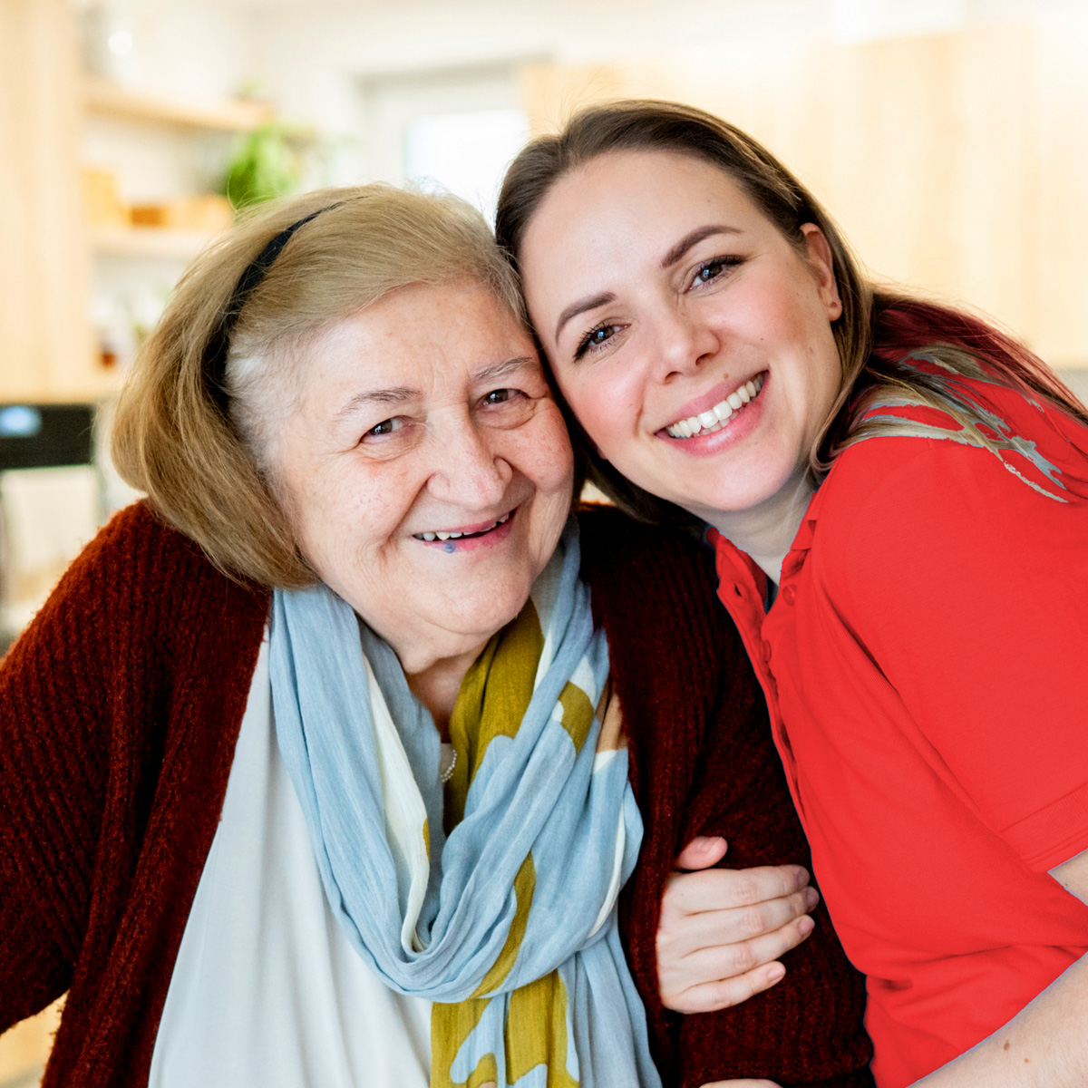rhythms home care senior woman with female caregiver